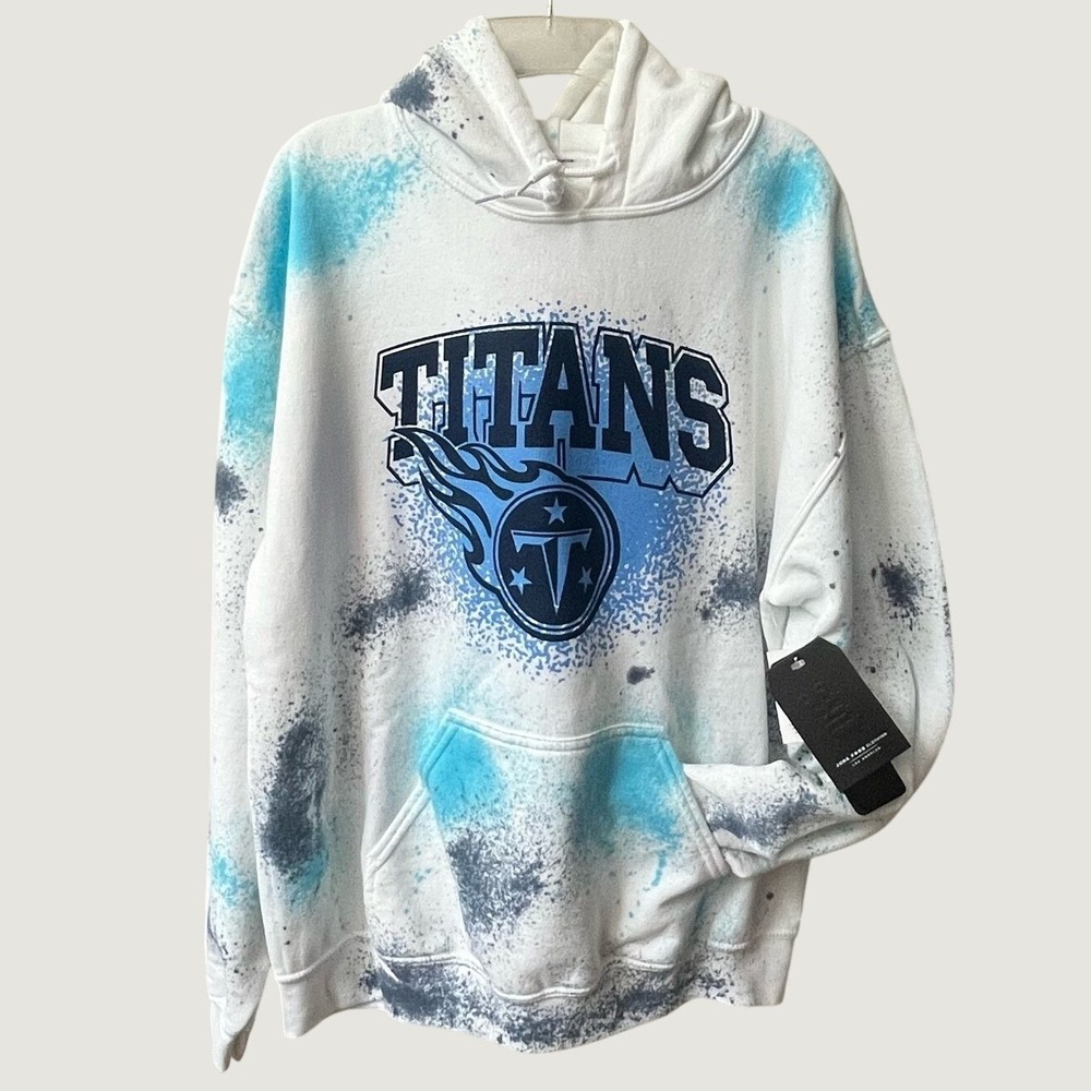 Junk Food Tennessee Titans Hoodie White Blue Splatter NFL Sweatshirt Small NWT